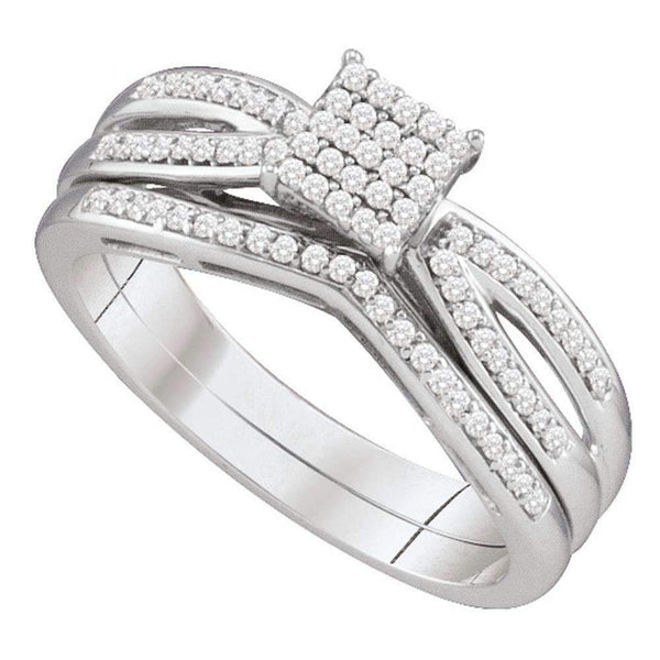 10kt White Gold Women's Round Diamond Bridal Wedding Engagement Ring Band Set 1/4 Cttw - FREE Shipping (US/CAN)-Wedding Jewelry-7-JadeMoghul Inc.