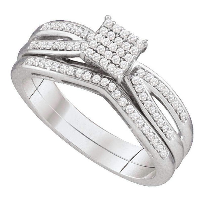 10kt White Gold Women's Round Diamond Bridal Wedding Engagement Ring Band Set 1/4 Cttw - FREE Shipping (US/CAN)-Wedding Jewelry-7-JadeMoghul Inc.