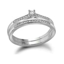 10kt White Gold Women's Round Diamond Bridal Wedding Engagement Ring Band Set 1/8 Cttw - FREE Shipping (US/CAN)-Gold & Diamond Wedding Ring Sets-6.5-JadeMoghul Inc.