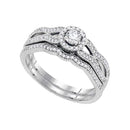 10kt White Gold Women's Round Diamond Bridal Wedding Engagement Ring Band Set 3/8 Cttw - FREE Shipping (US/CAN)-Gold & Diamond Wedding Ring Sets-8-JadeMoghul Inc.