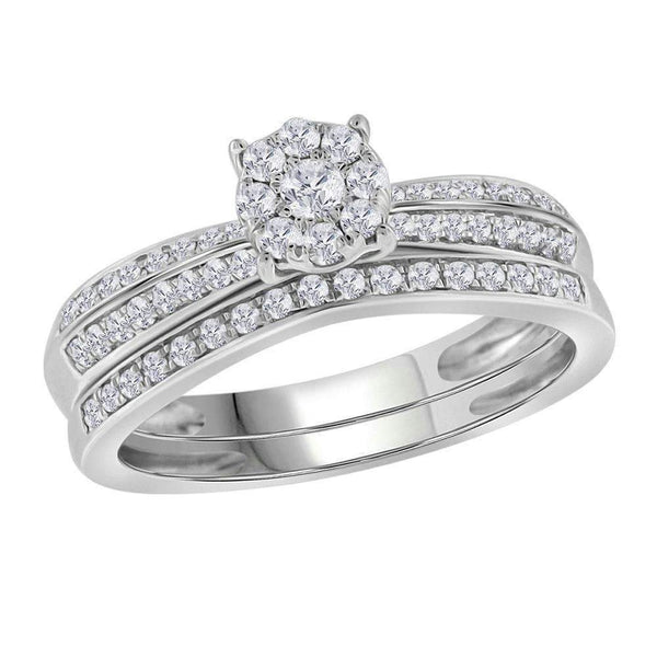 10kt White Gold Women's Round Diamond Bridal Wedding Engagement Ring Band Set 3/8 Cttw - FREE Shipping (US/CAN)-Wedding Jewelry-5-JadeMoghul Inc.