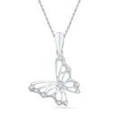 10kt White Gold Womens Round Diamond Butterfly Bug Pendant 1-12 Cttw-Gold & Diamond Pendants & Necklaces-JadeMoghul Inc.
