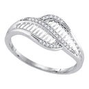 10kt White Gold Women's Round Diamond Bypass Fashion Band Ring 1/12 Cttw - FREE Shipping (US/CAN)-Rings And Bands-5-JadeMoghul Inc.