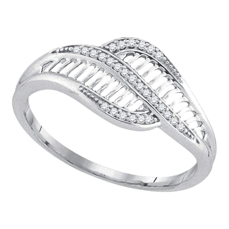 10kt White Gold Women's Round Diamond Bypass Fashion Band Ring 1/12 Cttw - FREE Shipping (US/CAN)-Rings And Bands-5-JadeMoghul Inc.