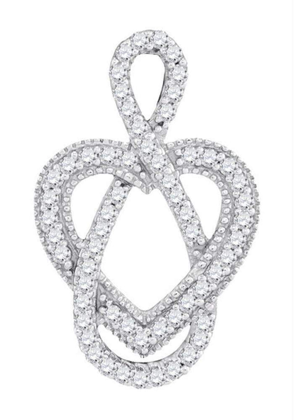 10kt White Gold Women's Round Diamond Captured Infinity Heart Pendant 1-6 Cttw - FREE Shipping (US/CAN)-Gold & Diamond Pendants & Necklaces-JadeMoghul Inc.