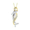 10kt White Gold Women's Round Diamond Cascading Ribbon Dolphin Pendant 1-20 Cttw - FREE Shipping (US/CAN)-Gold & Diamond Pendants & Necklaces-JadeMoghul Inc.