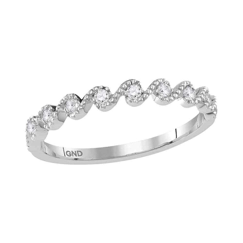 10kt White Gold Women's Round Diamond Cascading Stackable Band Ring 1-6 Cttw - FREE Shipping (US/CAN)-Rings And Bands-JadeMoghul Inc.