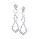 10kt White Gold Women's Round Diamond Cascading Teardrop Dangle Earrings 1-10 Cttw - FREE Shipping (USA/CAN)-Gold & Diamond Earrings-JadeMoghul Inc.