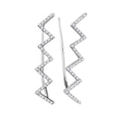 10kt White Gold Women's Round Diamond Chevron Climber Earrings 1-5 Cttw - FREE Shipping (USA/CAN)-Gold & Diamond Earrings-JadeMoghul Inc.