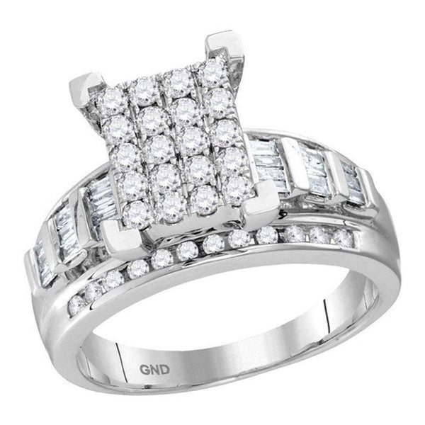 10kt White Gold Women's Round Diamond Cindy's Dream Cluster Bridal Wedding Engagement Ring 1-2 Cttw - FREE Shipping (US/CAN)-Gold & Diamond Engagement & Anniversary Rings-JadeMoghul Inc.