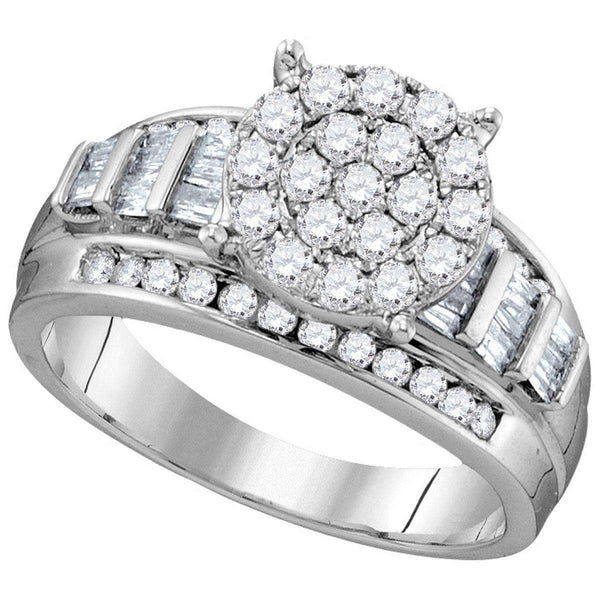10kt White Gold Women's Round Diamond Cindy's Dream Cluster Bridal Wedding Engagement Ring 1.00 Cttw - FREE Shipping (US/CAN) - Size 8-Gold & Diamond Engagement & Anniversary Rings-JadeMoghul Inc.
