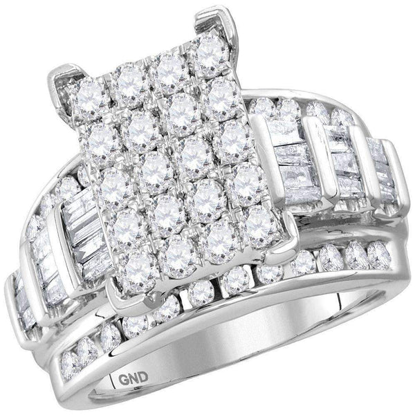 10kt White Gold Women's Round Diamond Cindy's Dream Cluster Bridal Wedding Engagement Ring 2.00 Cttw - FREE Shipping (US/CAN) - Size 8-Gold & Diamond Engagement & Anniversary Rings-JadeMoghul Inc.