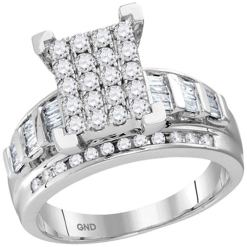 10kt White Gold Women's Round Diamond Cindy's Dream Cluster Bridal Wedding Engagement Ring 7-8 Cttw - FREE Shipping (US/CAN)-Gold & Diamond Engagement & Anniversary Rings-JadeMoghul Inc.