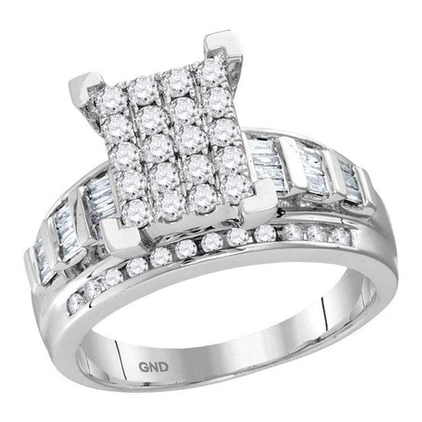 10kt White Gold Women's Round Diamond Cindy's Dream Cluster Bridal Wedding Engagement Ring 7-8 Cttw - FREE Shipping (US/CAN) - Size 10-Gold & Diamond Engagement & Anniversary Rings-JadeMoghul Inc.