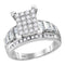 10kt White Gold Women's Round Diamond Cindy's Dream Cluster Bridal Wedding Engagement Ring 7-8 Cttw - FREE Shipping (US/CAN) - Size 6-Gold & Diamond Engagement & Anniversary Rings-JadeMoghul Inc.