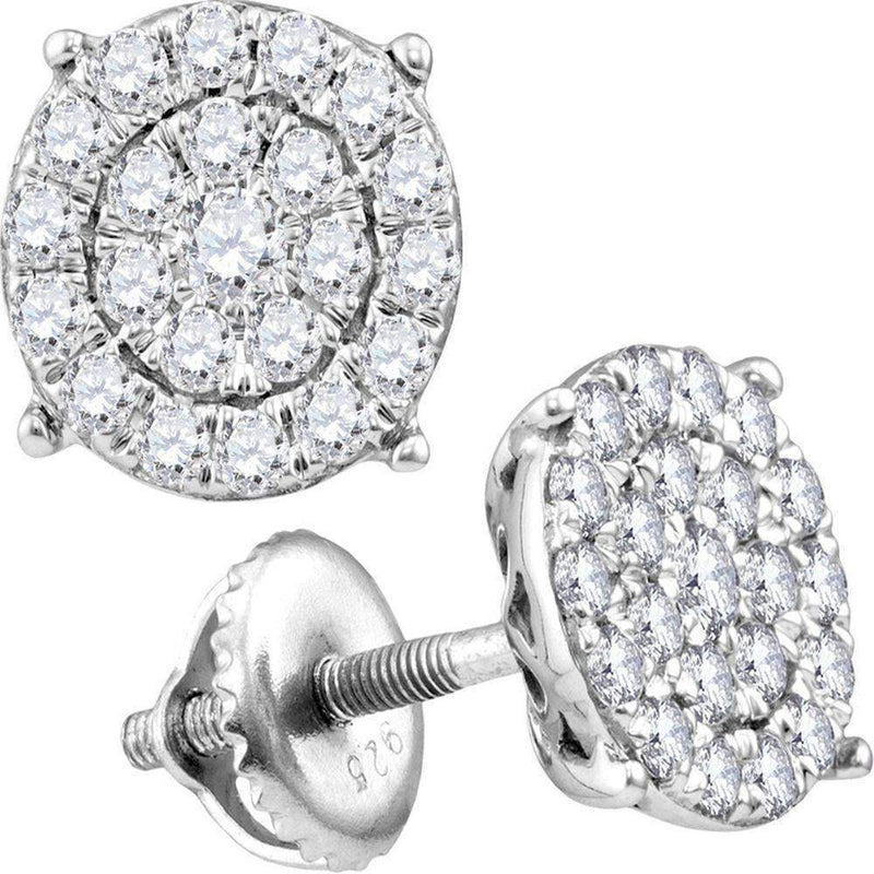 10kt White Gold Women's Round Diamond Cindy's Dream Cluster Earrings 1-3-8 Cttw - FREE Shipping (US/CAN)-Gold & Diamond Earrings-JadeMoghul Inc.