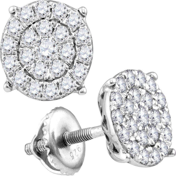 10kt White Gold Women's Round Diamond Cindy's Dream Cluster Earrings 1-4 Cttw - FREE Shipping (USA/CAN)-Gold & Diamond Earrings-JadeMoghul Inc.