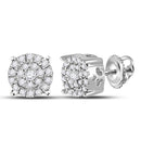 10kt White Gold Women's Round Diamond Cindy's Dream Cluster Earrings 1-5 Cttw - FREE Shipping (USA/CAN)-Gold & Diamond Earrings-JadeMoghul Inc.