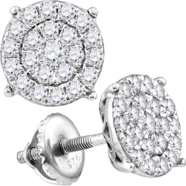 10kt White Gold Women's Round Diamond Cindy's Dream Cluster Earrings 3-4 Cttw - FREE Shipping (USA/CAN)-Gold & Diamond Earrings-JadeMoghul Inc.