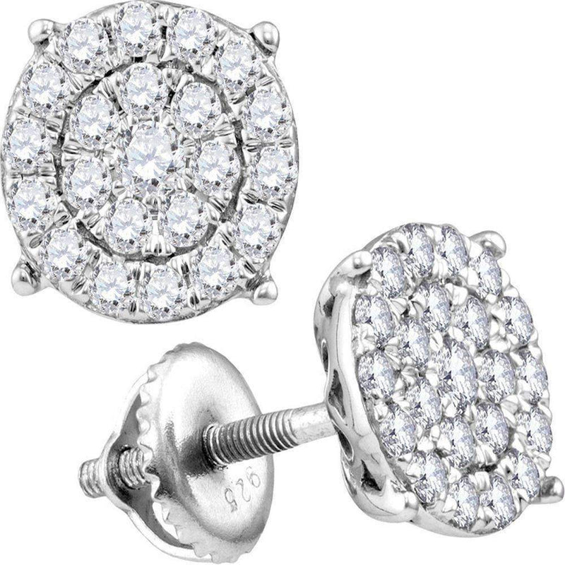10kt White Gold Women's Round Diamond Cindy's Dream Concentric Cluster Stud Earrings 2.00 Cttw - FREE Shipping (US/CAN)-Gold & Diamond Earrings-JadeMoghul Inc.