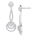 10kt White Gold Women's Round Diamond Circle Cluster Dangle Earrings 1.00 Cttw - FREE Shipping (US/CAN)-Gold & Diamond Earrings-JadeMoghul Inc.