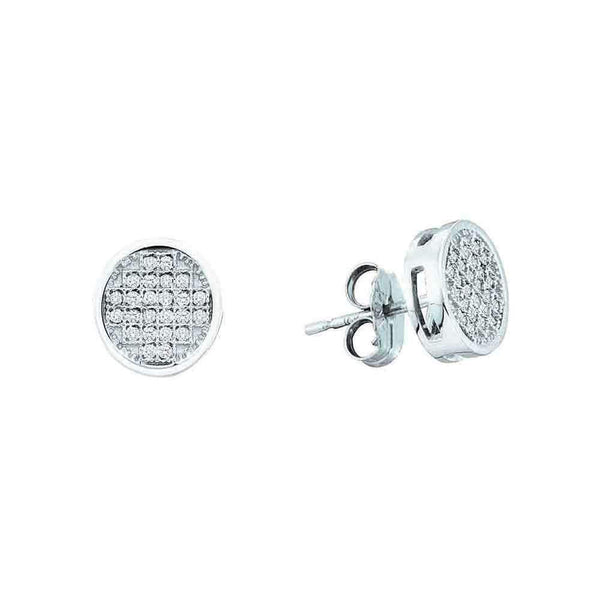 10kt White Gold Women's Round Diamond Circle Cluster Earrings 1-10 Cttw - FREE Shipping (USA/CAN)-Gold & Diamond Earrings-JadeMoghul Inc.