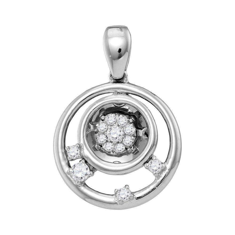 10kt White Gold Women's Round Diamond Circle Cluster Pendant 1-8 Cttw - FREE Shipping (US/CAN)-Gold & Diamond Pendants & Necklaces-JadeMoghul Inc.