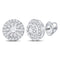 10kt White Gold Womens Round Diamond Circle Cluster Stud Earrings 1-2 Cttw-Gold & Diamond Earrings-JadeMoghul Inc.