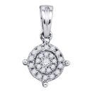 10kt White Gold Women's Round Diamond Circle Frame Cluster Pendant 1-6 Cttw - FREE Shipping (US/CAN)-Gold & Diamond Pendants & Necklaces-JadeMoghul Inc.