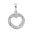 10kt White Gold Women's Round Diamond Circle Heart Cutout Pendant 1-12 Cttw - FREE Shipping (US/CAN)-Gold & Diamond Pendants & Necklaces-JadeMoghul Inc.