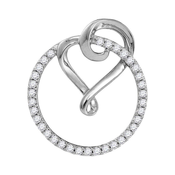 10kt White Gold Women's Round Diamond Circle Heart Love Pendant 1-3 Cttw - FREE Shipping (US/CAN)-Gold & Diamond Pendants & Necklaces-JadeMoghul Inc.