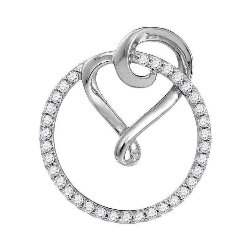 10kt White Gold Women's Round Diamond Circle Heart Love Pendant 1-3 Cttw - FREE Shipping (US/CAN)-Gold & Diamond Pendants & Necklaces-JadeMoghul Inc.