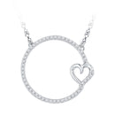 10kt White Gold Women's Round Diamond Circle Heart Pendant Necklace 1-5 Cttw - FREE Shipping (US/CAN)-Gold & Diamond Pendants & Necklaces-JadeMoghul Inc.