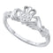 10kt White Gold Women's Round Diamond Claddagh Heart Ring .01 Cttw - FREE Shipping (US/CAN)-Gold & Diamond Heart Rings-5-JadeMoghul Inc.