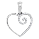 10kt White Gold Women's Round Diamond Clef Heart Pendant 1-10 Cttw - FREE Shipping (US/CAN)-Gold & Diamond Pendants & Necklaces-JadeMoghul Inc.