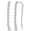 10kt White Gold Women's Round Diamond Climber Earrings 1-20 Cttw - FREE Shipping (USA/CAN)-Gold & Diamond Earrings-JadeMoghul Inc.