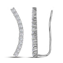 10kt White Gold Women's Round Diamond Climber Earrings 3-4 Cttw - FREE Shipping (USA/CAN)-Gold & Diamond Earrings-JadeMoghul Inc.