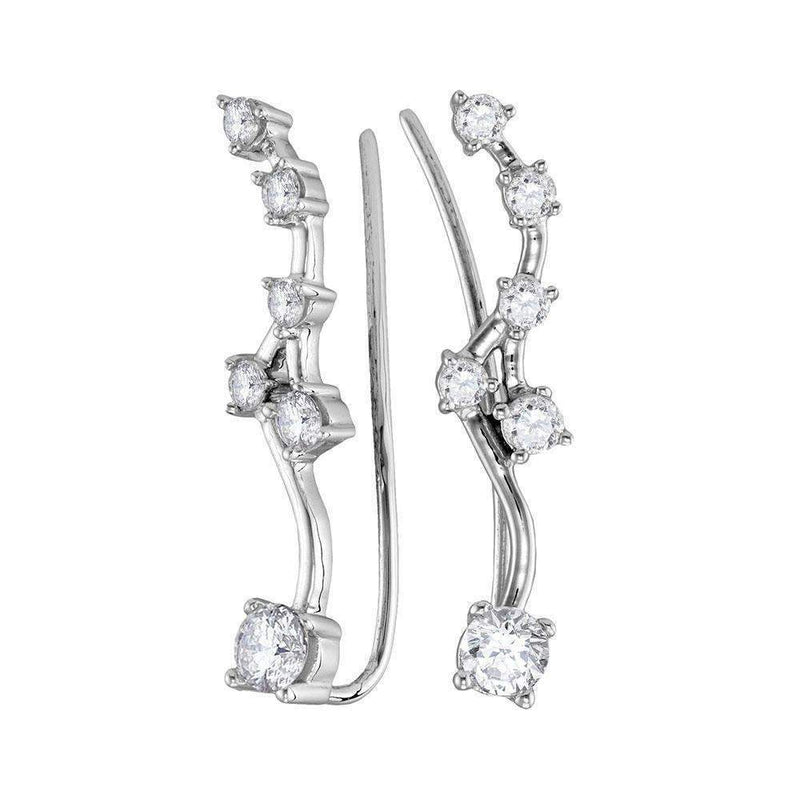 10kt White Gold Women's Round Diamond Climber Earrings 3-4 Cttw - FREE Shipping (US/CAN)-Gold & Diamond Earrings-JadeMoghul Inc.