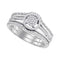 10kt White Gold Womens Round Diamond Cluster 3-Piece Bridal Wedding Engagement Ring Band Set 1/4 Cttw-Gold & Diamond Wedding Ring Sets-6.5-JadeMoghul Inc.