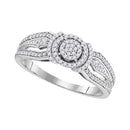 10kt White Gold Womens Round Diamond Cluster Bridal Wedding Engagement Ring 1-4 Cttw-Gold & Diamond Engagement & Anniversary Rings-JadeMoghul Inc.