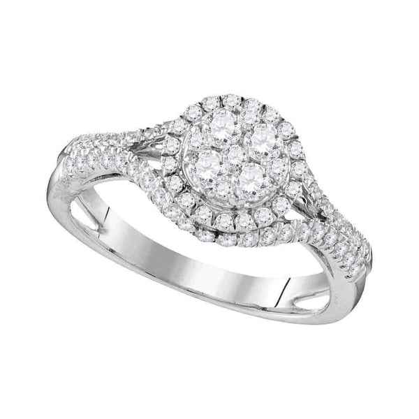10kt White Gold Women's Round Diamond Cluster Bridal Wedding Engagement Ring 1.00 Cttw - FREE Shipping (US/CAN)-Wedding Jewelry-5-JadeMoghul Inc.