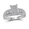 10kt White Gold Women's Round Diamond Cluster Bridal Wedding Engagement Ring 1/2 Cttw - FREE Shipping (US/CAN)-Gold & Diamond Engagement & Anniversary Rings-5-JadeMoghul Inc.