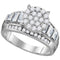 10kt White Gold Women's Round Diamond Cluster Bridal Wedding Engagement Ring 1/2 Cttw - FREE Shipping (US/CAN)-Wedding Jewelry-5-JadeMoghul Inc.
