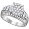 10kt White Gold Womens Round Diamond Cluster Bridal Wedding Engagement Ring 1/2 Cttw-Gold & Diamond Engagement & Anniversary Rings-6-JadeMoghul Inc.