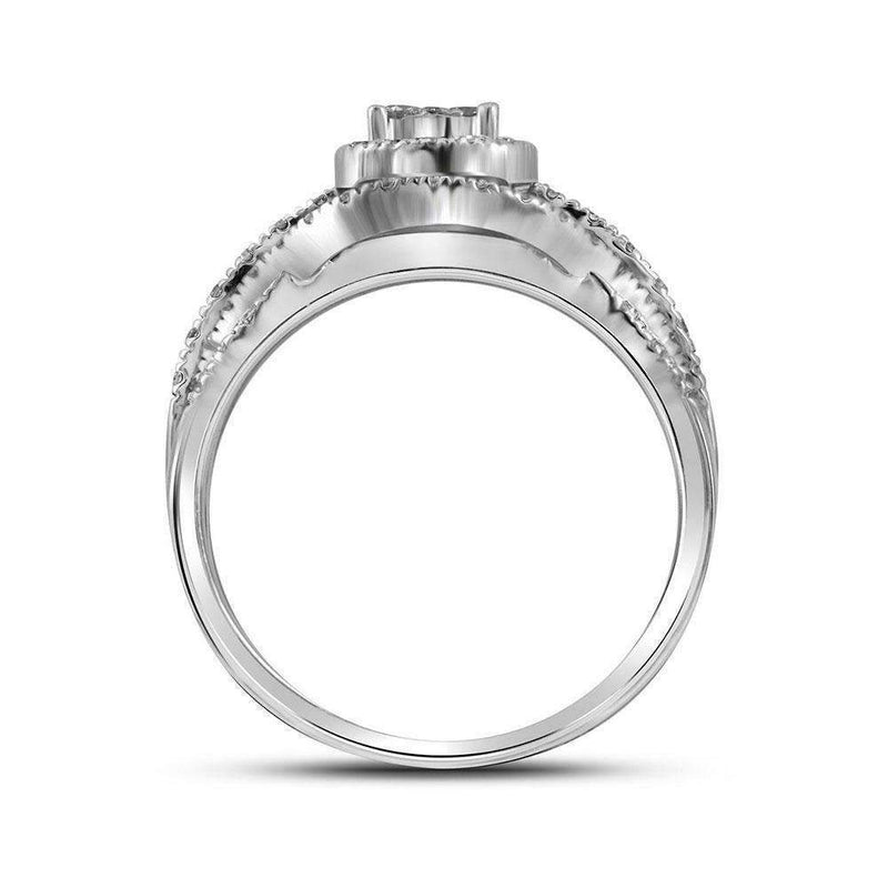 10kt White Gold Women's Round Diamond Cluster Bridal Wedding Engagement Ring 1/3 Cttw - FREE Shipping (US/CAN)-Wedding Jewelry-5-JadeMoghul Inc.