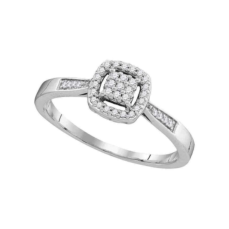10kt White Gold Women's Round Diamond Cluster Bridal Wedding Engagement Ring 1/8 Cttw - FREE Shipping (US/CAN)-Gold & Diamond Engagement & Anniversary Rings-5-JadeMoghul Inc.