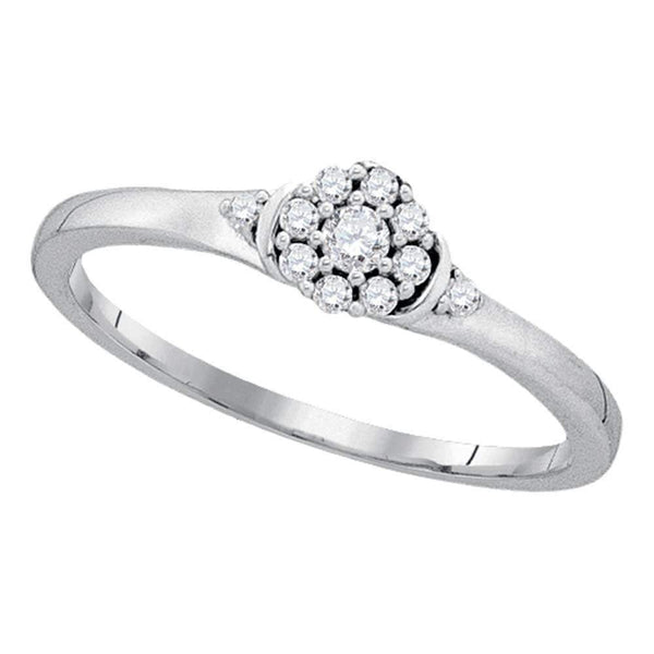 10kt White Gold Women's Round Diamond Cluster Bridal Wedding Engagement Ring 1/8 Cttw - FREE Shipping (US/CAN)-Wedding Jewelry-5-JadeMoghul Inc.