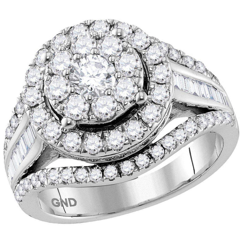 10kt White Gold Women's Round Diamond Cluster Bridal Wedding Engagement Ring 2.00 Cttw - FREE Shipping (US/CAN) (Certified)-Wedding Jewelry-6-JadeMoghul Inc.