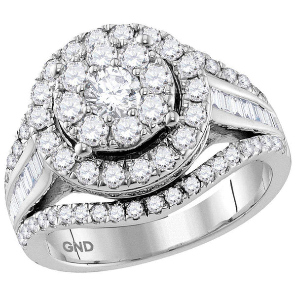 10kt White Gold Women's Round Diamond Cluster Bridal Wedding Engagement Ring 2.00 Cttw - FREE Shipping (US/CAN) (Certified)-Wedding Jewelry-6-JadeMoghul Inc.