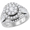 10kt White Gold Women's Round Diamond Cluster Bridal Wedding Engagement Ring 2.00 Cttw - FREE Shipping (US/CAN) (Certified)-Wedding Jewelry-6-JadeMoghul Inc.